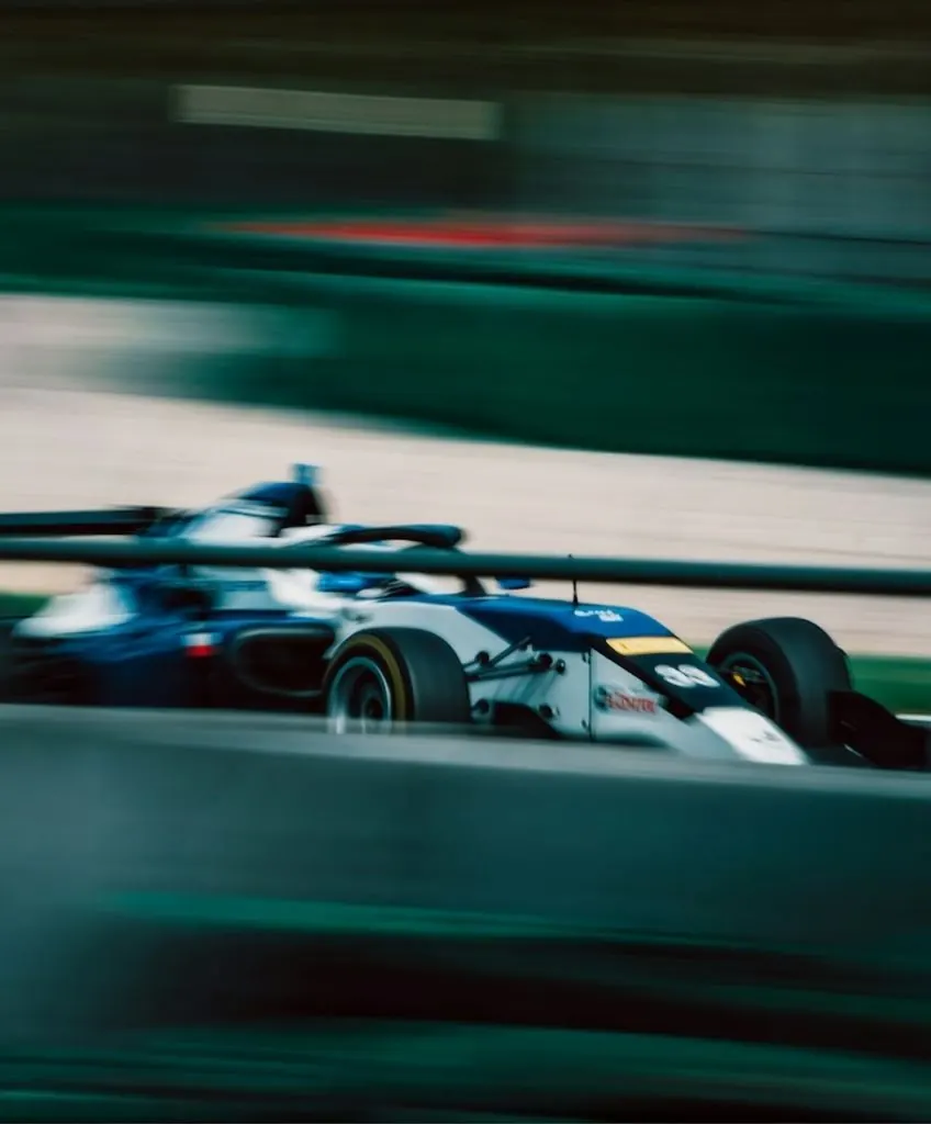 A Formula car at speed